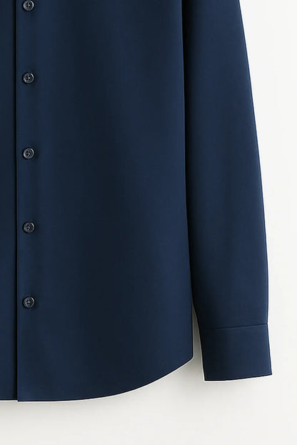 Gentlehaus's Signature Dak Blue Camp Collar Design with Crisp Stitching and Polished Look Shirt