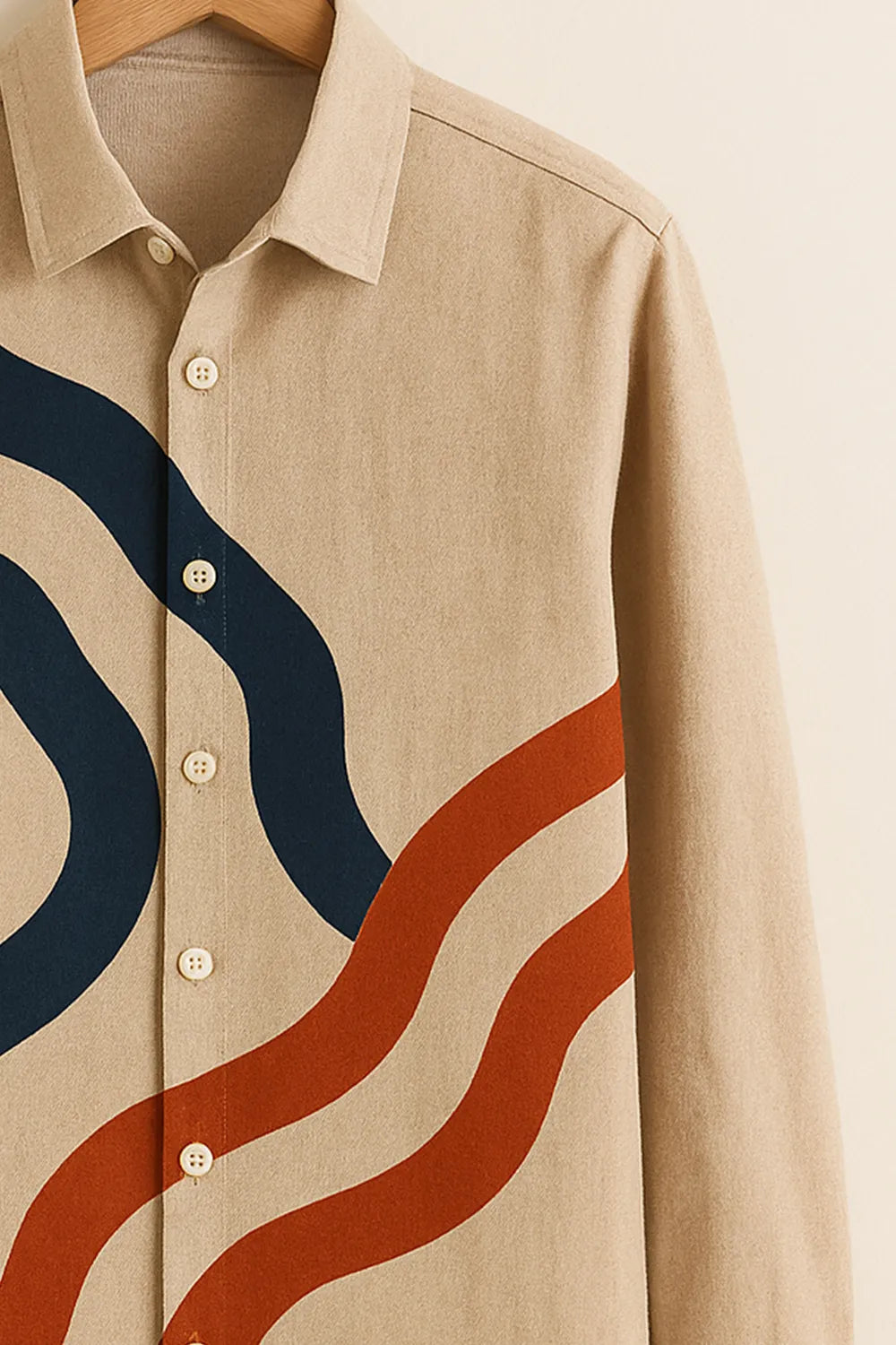 Men's Featuring Retro Vibe Wavy Stripes Premium Cotton Full Sleeve Shirt