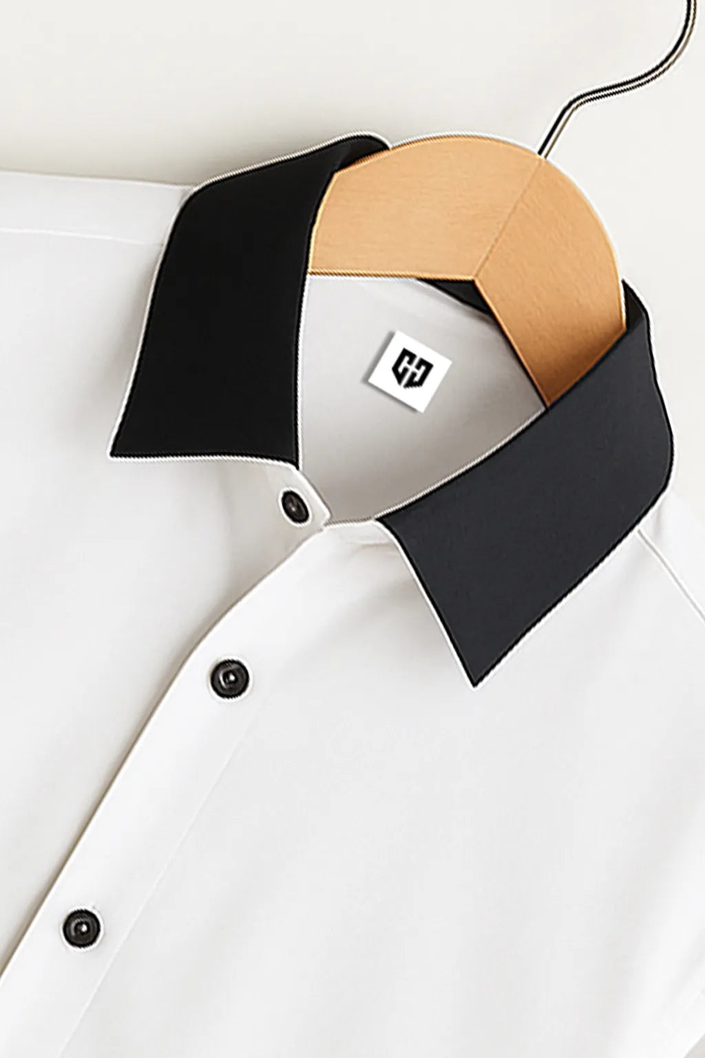 Gentlehaus's Signature White With Black Collar Camp Collar Design with Crisp Stitching and Polished Look Shirt