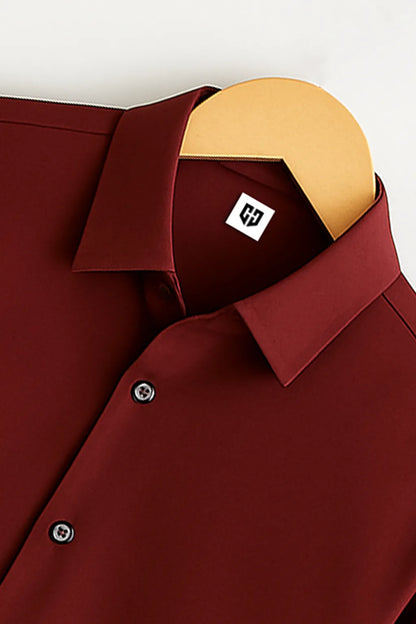Gentlehaus's Signature Maroon Camp Collar Design with Crisp Stitching and Polished Look Shirt